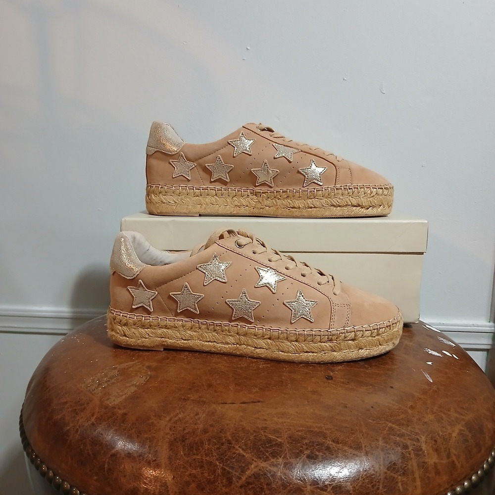 Marc FisheLtMarciaEspadrille Sneakers NaturalMulti SuedeStar EmbellishedWomen8.5 - Picture 1 of 7